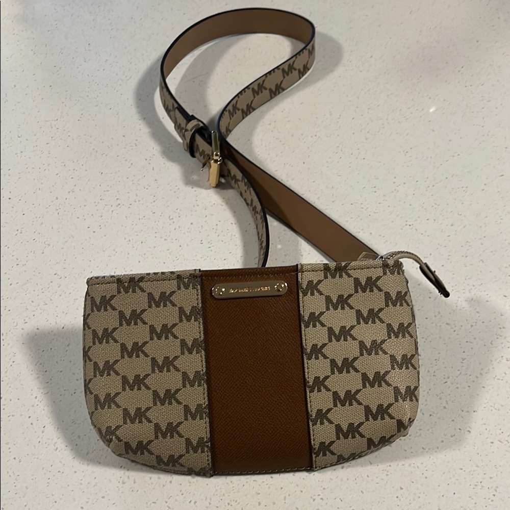 Michael Kors Monogram Fanny Pack Bag - Brown and Tan Like New Condition